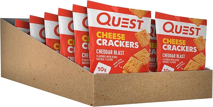 Quest Nutrition Mini Chocolate Chip Cookie Dough Protein Bars High Protein Low Carb &amp Cheese Crackers Cheddar Blast High Protein Low Carb Made with Real Cheese