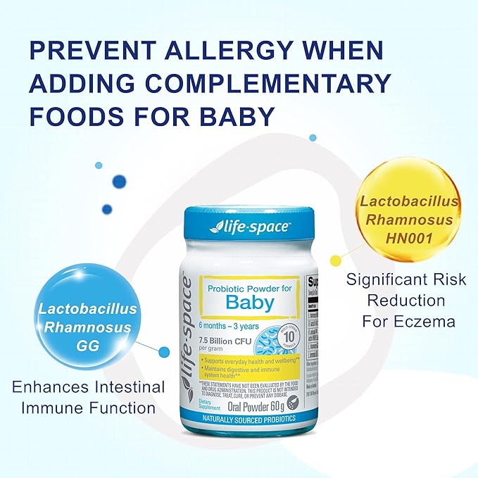 Life-Space 60 Grams for 0-36 Month Baby 7.5 Billion CFU &amp Multi Strain Balance Microflora Supports Digestive Health &amp Nutrient Absorption &amp Immunity No Refrigeration Probiotic Powder
