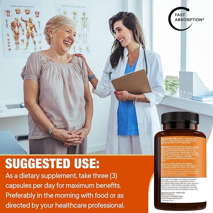 NEW AGE Turmeric Curcumin Capsules - Standardized Curcuminoids - Non-GMO Gluten Free 180 Count (Pack of 2)