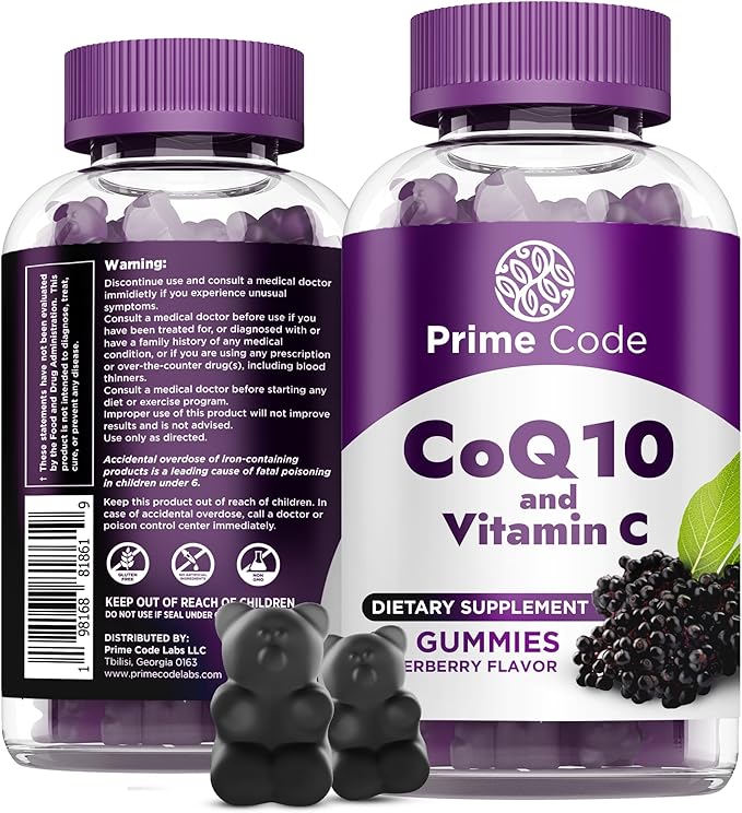 Prime Code Iron Gummies for Women &amp Men with Vitamin B12 [2 in 1] CoQ10 200mg &amp Vitamin C 250mg Gummies