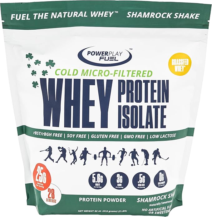 Cold Micro-Filtered Whey Protein Isolate Powder Shamrock Shake 2LB - Grass-Fed Gluten-Free &amp Keto-Friendly Low Lactose - Post Workout Fitness &amp Nutrition for Muscle Recovery