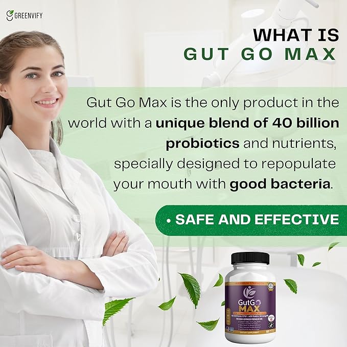 GutGo Max Probiotic Supplement 40 Billion CFU 60 Capsules Maximum Strength Gluten Free Sugar Free (5)