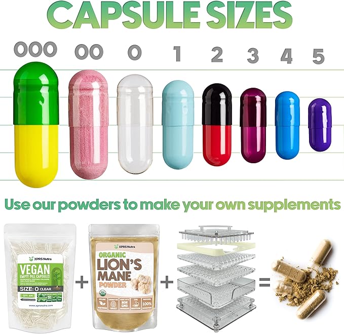 XPRS Nutra Vegan Size 000 Separated Capsules- 500 Count Premium Empty Caps Separated in Bags - Clear Empty Capsules - 000 Pills for DIY Supplement Filling