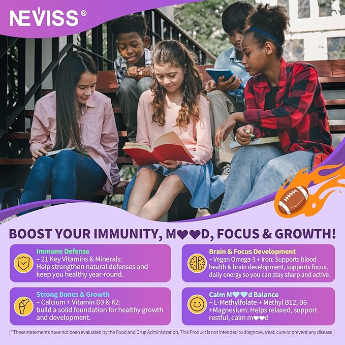 Teen Vitamins + Magnesium Glycinate for Boys Girls 12-17 Teens Methylated Multivitamin Gummies w/ Omega-3 L-Theanine for Teenager Kids Calm Focus Gummy Supplment 23-IN-1 Formula Sugar Free 120ct