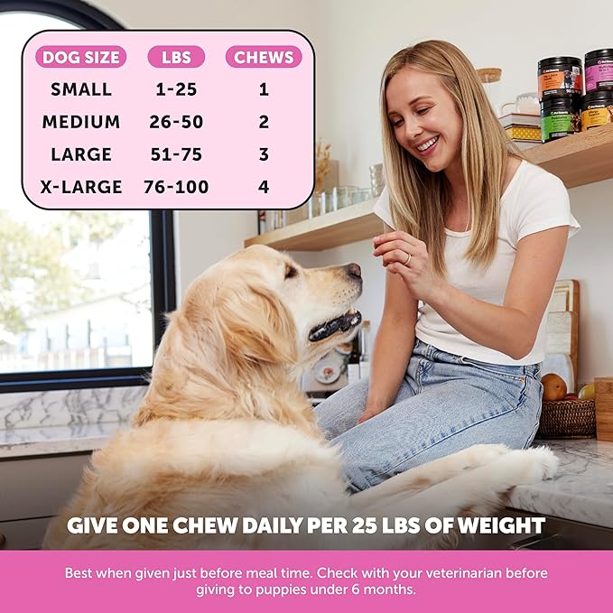 10-in-1 Dog Multivitamin Supplement with Glucosamine &amp Probiotics - Hip &amp Joint Support Digestive Health Immune Support Heart &amp Skin - All-in-One Daily Vitamins &amp Omega-3s (Peanut B