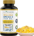 Omega 3 Fish Oil Supplement – 2000mg with EPA DHA &amp Vitamin E – Burpless Triple Strength Support for Men &amp Women – 120 Easy Swallow Softgels