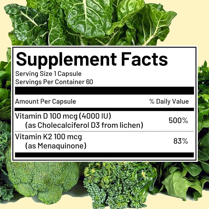 Vegan Vitality Brain &amp Body Balance Bundle: 120 Lions Mane Mushroom Nootropic Brain Support Supplement and 60 Vegan Vitamin D3 + K2 4000IU (100mcg)