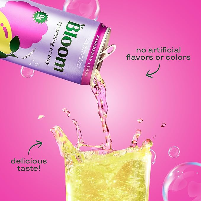 Bloom Nutrition Sparkling Energy Drink Variety Pack | Zero Sugar | 180mg Caffeine | Antioxidant-Rich | 24 Pack