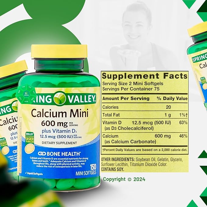 Calcium 600mg Plus Vitamin D3 150 Mini Softgels with Exclusive Vitamins &amp Minerals - A to Z - Better Ligth&ampSpring Guide