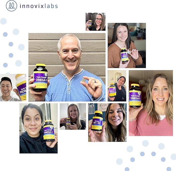 InnovixLabs Triple Strength Omega 3 Supplement Burpless Fish Oil for Women and Men - 900 mg EPA &amp DHA Brain &amp Joint Support Award Winning &amp Third-Party Tested 200 Softgels