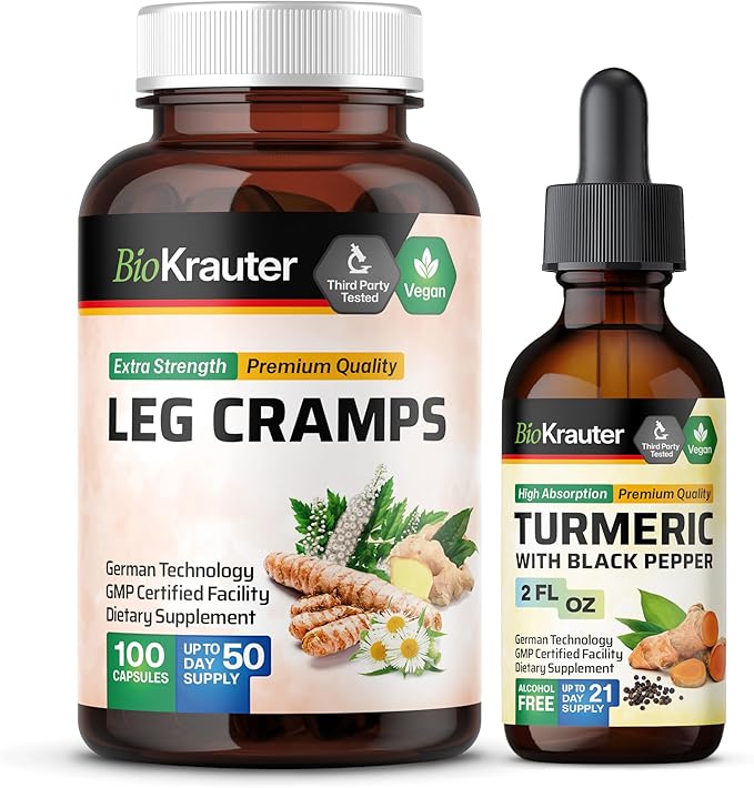 Leg Cramps 100 Capsules &amp Turmeric Tincture 2 Fl. Oz.