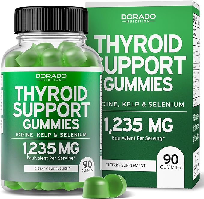 Thyroid Support For Women &amp Men (90 Gummies) Support Supplement - Delicious Apple Flavor - Melatonin Gummies for Adults (180 Count) - Quick Dissolve Melatonin 10mg Gummies - Non GMO Vegan &amp U