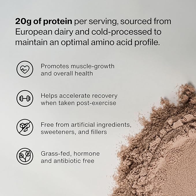 Momentous Essential Grass-Fed Whey Protein Powder – 20 g Whey Isolate Protein – NSF Certified for Sport – Gluten-Free – 25 Servings for Essential Everyday Use – Chocolate – Net WT 1.44 LB (655 g)