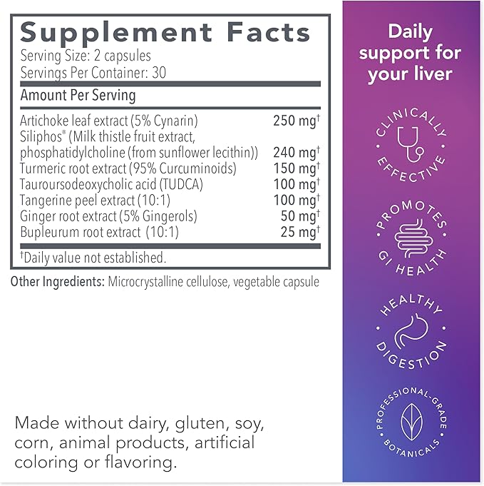 Biocidin Liver GB+ Liver Support &amp Gallbladder Supplements - Artichoke Extract &amp Milk Thistle for Detox - Optimize Toxin Removal &amp Fat Digestion - Soothe Side Effects from GLP-1 Therapy (6