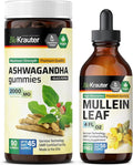 BIO KRAUTER Ashwagandha 90 Gummies &amp Mullein Tincture 4 Fl. Oz.
