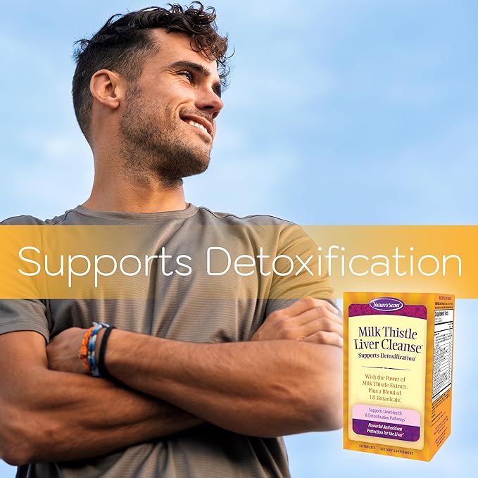 Nature's Secret Milk Thistle Liver Cleanse - Supports Healthy Liver Function &amp Detoxification -18 Botanical Blend Turmeric Dandelion Beet &amp Artichoke - Natural Powerful Antioxidant (Pack of