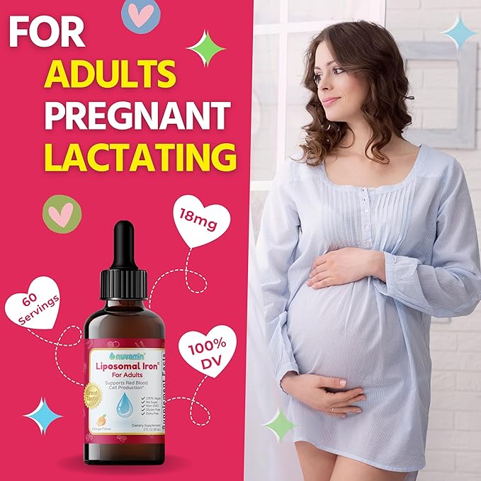 Nuvamin – Liquid Iron Drops for Women Men Adults Pregnant &amp Lactating. 2Fl.Oz18mg of Elemental Iron 60 Daily Servings. All Natural - High Absorption - No Metallic Aftertaste Orange Flavor