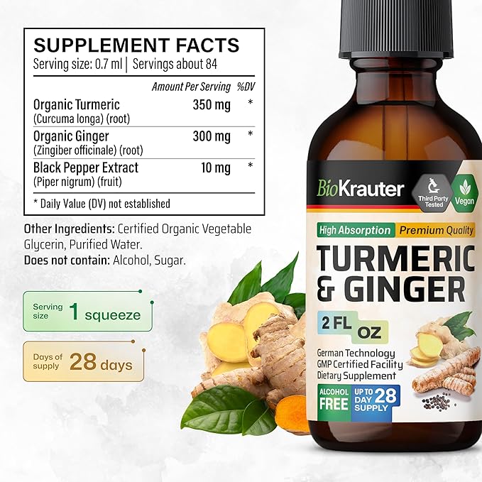 Turmeric Ginger Tincture 2 Fl. Oz. &amp Alcohol Detox Tincture 2 Fl. Oz.