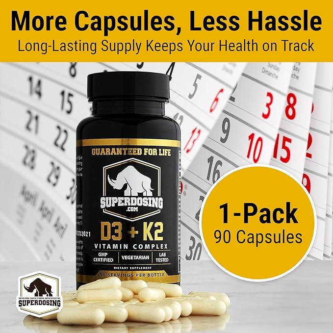 Best Value Max Strength 10000 iu Vitamin D3 and 1500 mcg Vitamin K2 Supplements 1 Bottle Pk D3K2 Vitamins and Supplements for Health. D3-K2 MK4 Capsules Best K2D3 Vitamin for Immune System.