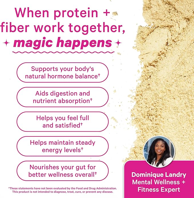 Pink Stork Protein Powder for Women 20g Plant Based Protein Powder with Fiber + Superfoods Gluten Free Dairy Free Sugar Free Pregnancy Friendly Vanilla Protein Shake - 15 Scoops
