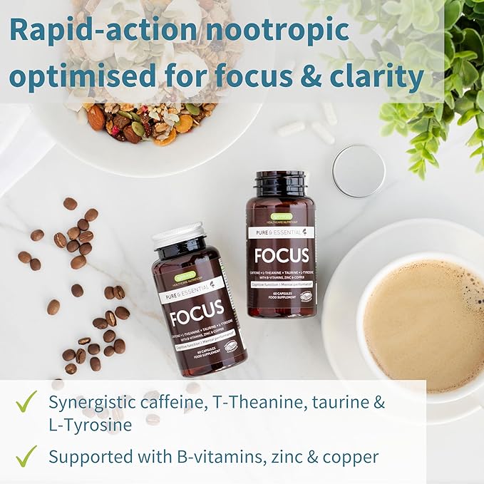 Omega-3 &amp Vitamin D3 1000iu + Focus Brain Booster Bundle Fast-Acting 1-a-Day EPA &amp DHA rTG Wild Fish Oil + Caffeine L-Theanine Taurine &amp L-Tyrosine B-Vitamins Zinc &amp Copper by Ig
