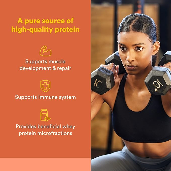Whey Factors by Natural Factors Grass Fed Whey Protein Concentrate Aids Muscle Development and Immune Health Unflavored 2 lb