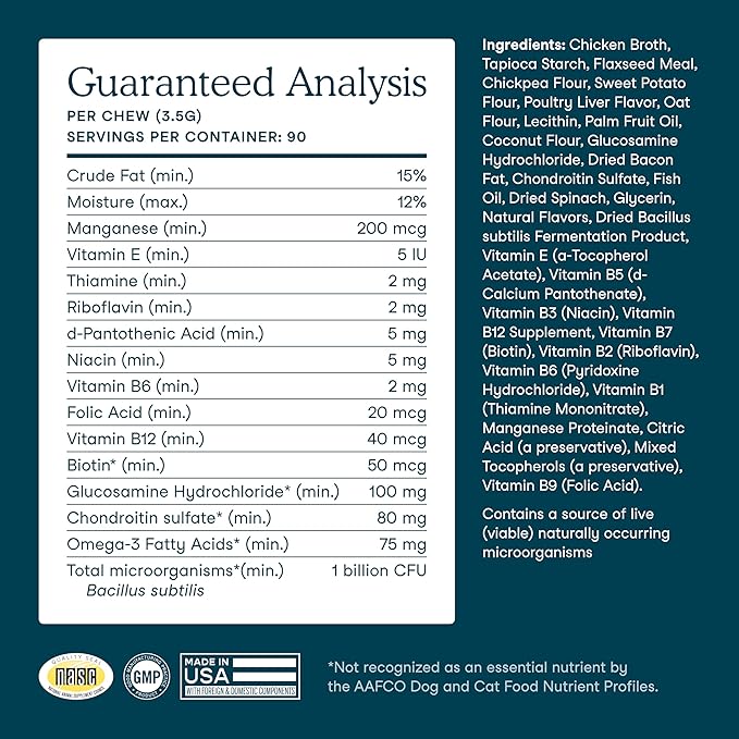 Fera Pets Dog Multivitamin Chews with Glucosamine and Probiotics - Essential Dog Vitamins &amp Minerals - Promotes Healthy Digestion &amp Joints - Boosts Skin &amp Coat Health with Omega-3s - 90 So