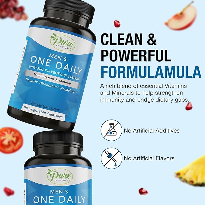 Pure By Nature Bundle of One Daily Multivitamin for Men 60 Capsules &amp Joint Support 180 Capsules Supplements Glucosamine Chondroitin Multi Vitamins &amp Minerals Supplement for Joint &amp Immun