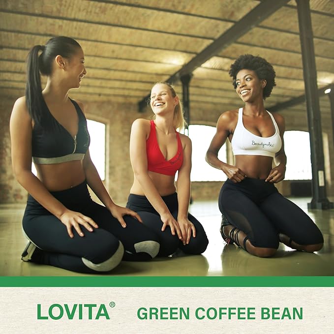 LOVITA Green Coffee Bean Extract Standardized to 50% Chlorogenic Acids 4:1 Concentrated for Metabolism Natural Antioxidant &amp Size-Reduction Support Plant-Based 180 Vegan Capsules
