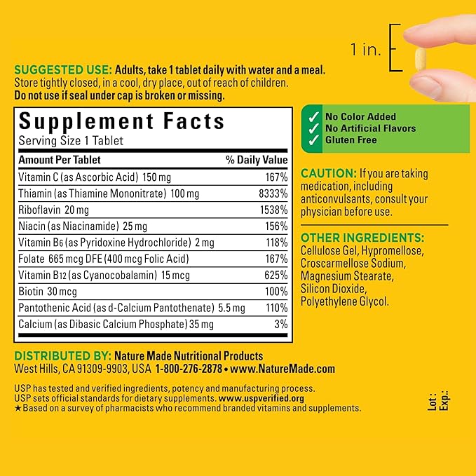 Super B-Complex Vitamins – 160 Tablets – Daily Supplement for Energy &amp Metabolism Support