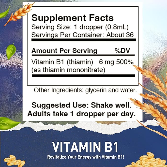 HoneyCombs High Potency Vitamin B1 (Thiamine) &amp B2 (Riboflavin) Drops – Vegan Non-GMO Alcohol-Free Liquid for Health Digestion Hair Skin &amp Nails
