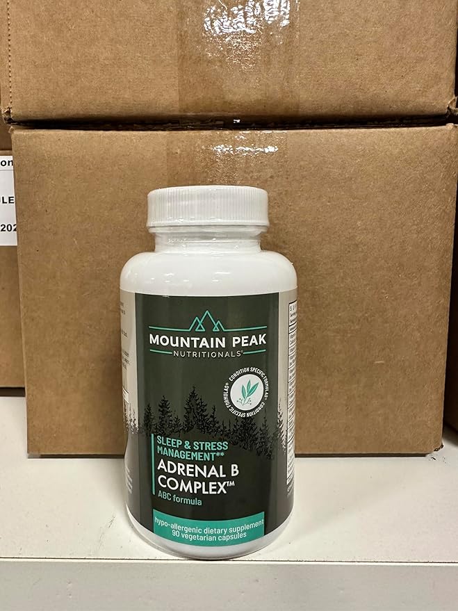 Mountain Peak Adrenal B Complex - Cortisol Support w/Ashwagandha Vitamin B6 B12 &amp C - Helps Support Stress Levels - Encodcrine &amp Nervous System Support Supplement (90 Vegetarian Capsules)