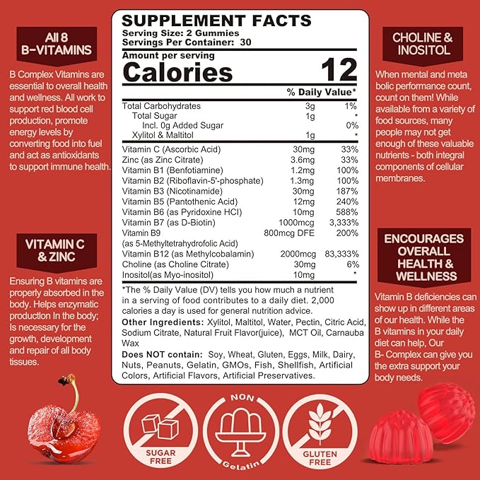 L-MethylFolate 15mg &amp Methyl B12 Vitamin B Complex Gummies 3 Pack