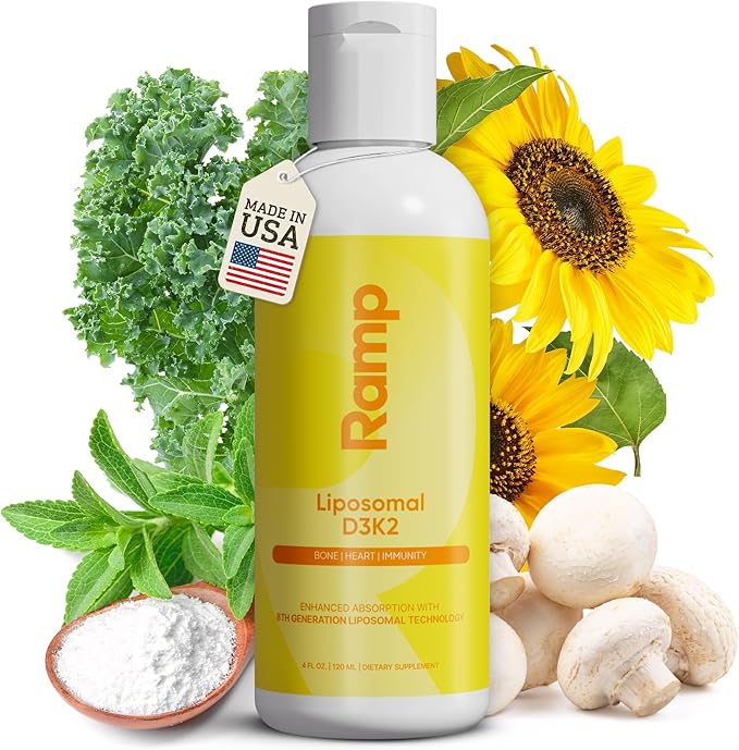 Liposomal D3 K2 Liquid – Vitamin D3 2500IU + K2 MK-7 200mcg – Bone Density Calcium Absorption &amp Immune Support – Liquid Vitamin D Drops – Vegan Non-GMO – 60 Servings