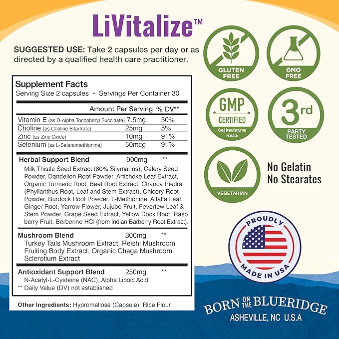 Liver Cleanse Detox &amp Repair – 28-in-1 Liver Support - Milk Thistle Dandelion NAC Alpha Lipoic Acid Artichoke &amp Reishi Chaga Turkey Tail Mushroom – Active Liver Health Supplement 1540mg (60 C