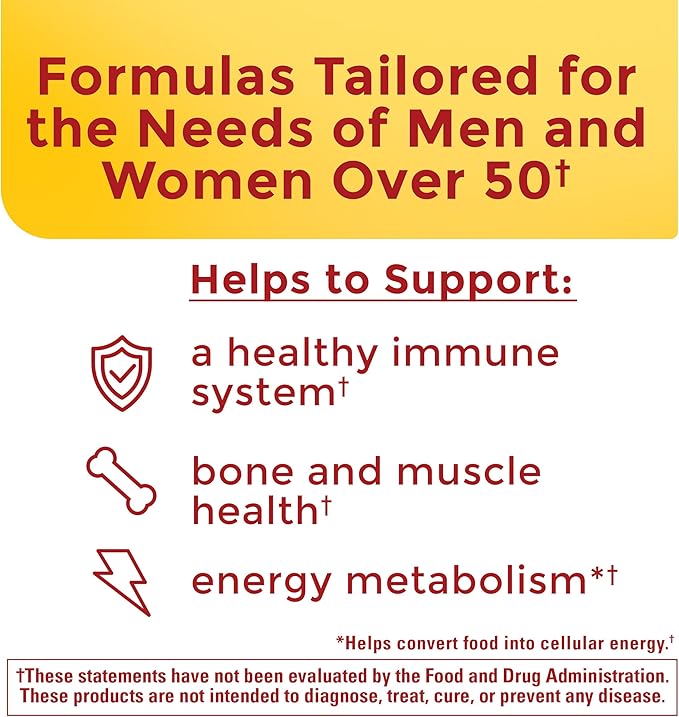 Nature Made Multivitamin 50+ His &amp Hers Combo Pack Mens and Womens Multivitamin with Vitamin C Vitamin D3 B Vitamins Zinc &amp More Two Multivitamin Bottles