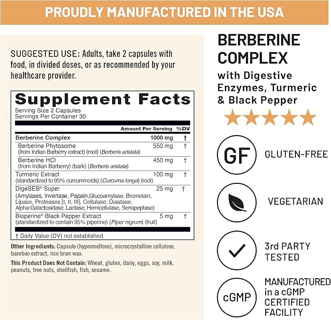 NatureWise Myo-Inositol &amp D-Chiro Inositol Fertility Supplements for Women - 40:1 Ratio [30-Day Supply] + Berberine 1000mg - Berberine Phytosome + HCI + Turmeric &amp Digestive Enzymes - [30 Day