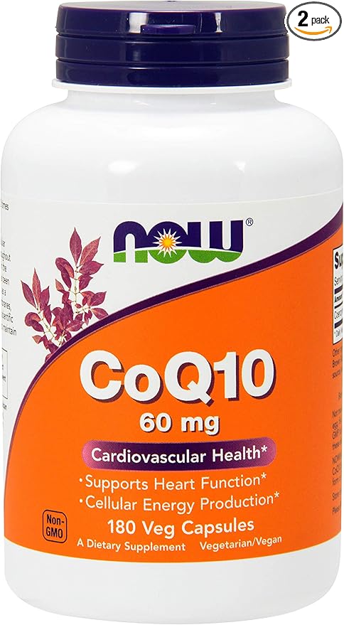 NOW Foods CoQ10 60 mg 180 Vcaps (Pack of 2)