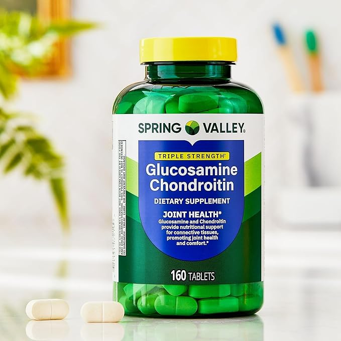 M&ampF Essential Triple Strength - Glucosamine Chondroitin- 340 Tablets by Spring Valley- Joint Health &amp Mobility Support- Dietary Supplement- Pill Organizer