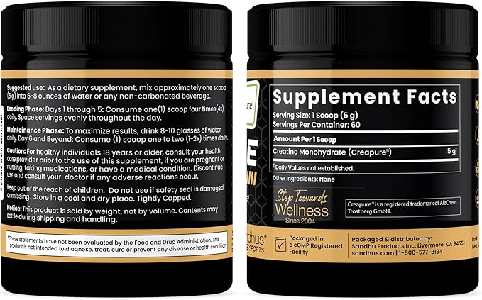 Sandhu's Creapure German Creatine &amp L-Glutamine Powder | Supports Lean Muscle Building &amp Gut Health
