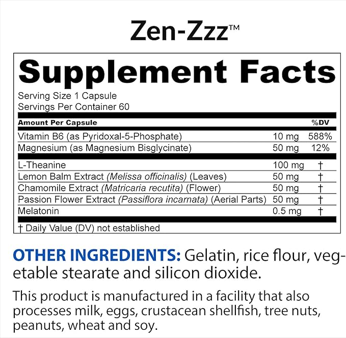 BioTRUST Zen-Zzz Non-Habit-Forming Sleep Support Supplement - Melatonin L-Theanine Glycine Magnesium Lemon Balm Passion Flower Chamomile - 60 Capsules