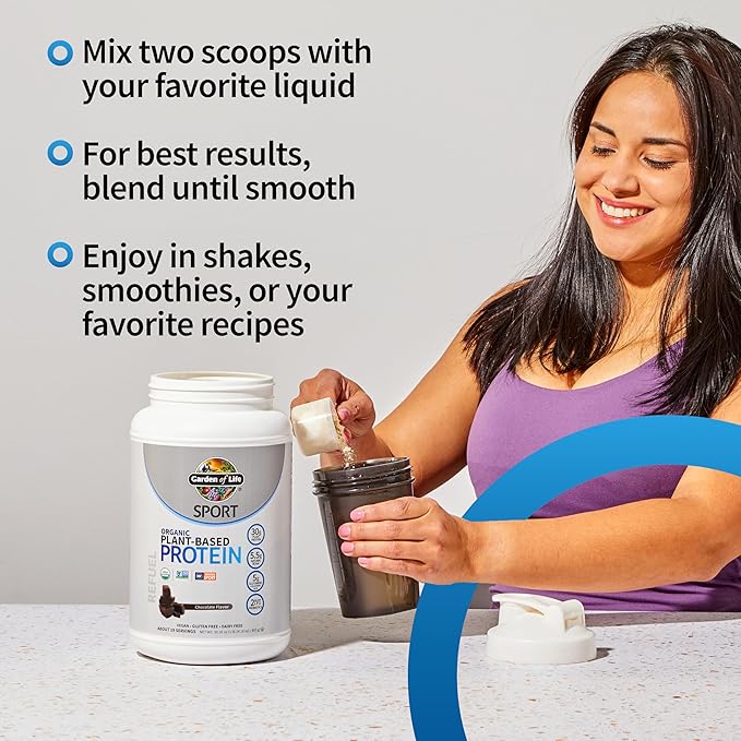 Garden of Life Organic Vegan Protein Powder with Probiotics BCAAs NSF Certified Gluten Free &amp Sport Non GMO Sport Protein Powder 19 Servings Chocolate