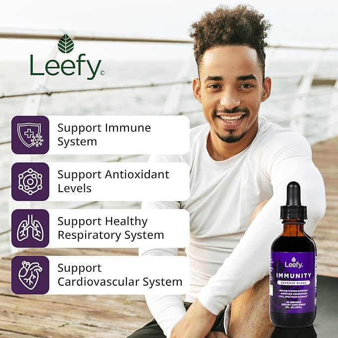 Leefy Organics Immunity Defense Blend - Organic Immune Support Supplement Fast Absorbing Immunity Supplement Immune Boosters for Adults Immune Boost Immune System Booster Immunity Boost - 2 Oz