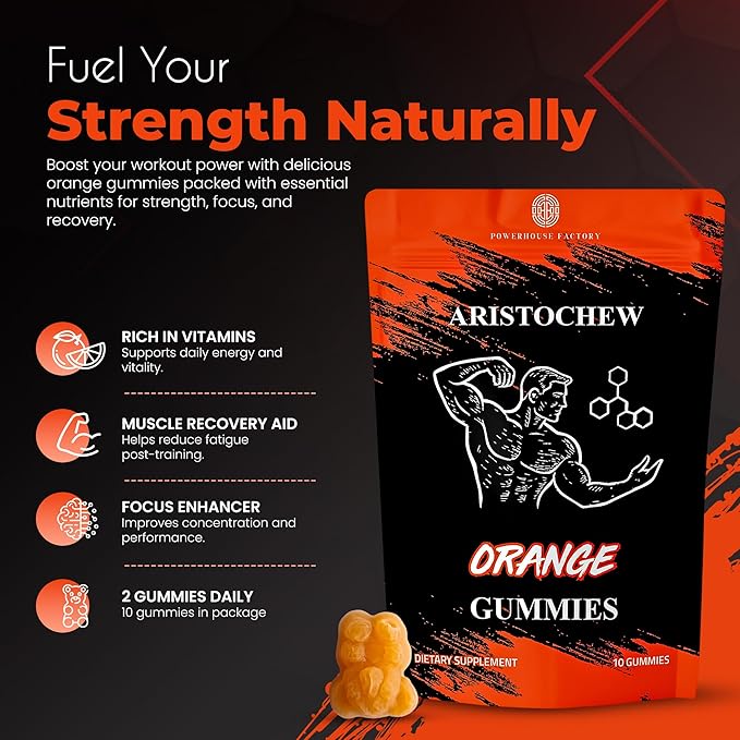 Aristochew Multivitamins Gummies Supports Energy Gummy - 10 Count - Non-GMO Gluten-Free Vegetarian Orange Flavor