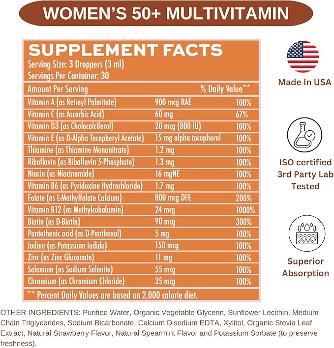 Women's 50+ Health and Beauty Liposomal Liquid Multivitamin Bundle | Non-GMO | Sugar Free | Gluten Free | Liquid Collagen Booster | Hair Skin and Nails