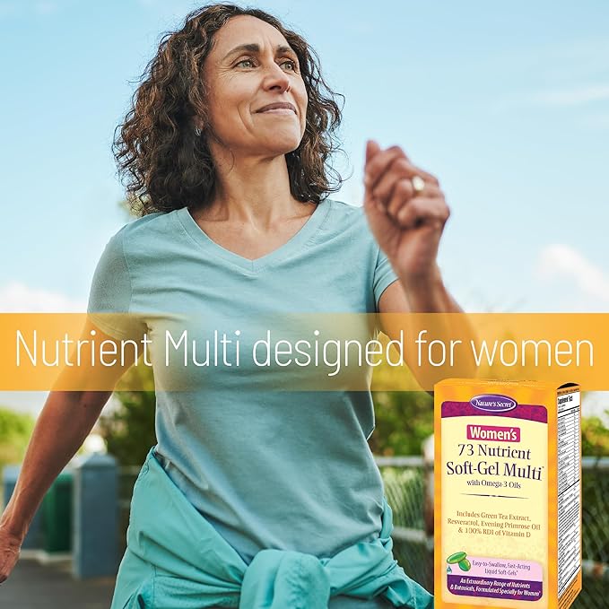 Nature's Secret Women’s 73-Nutrient Soft-Gel Multi – 60 Liquid Soft-Gels – Complete Female Wellness Support - 2 Pack