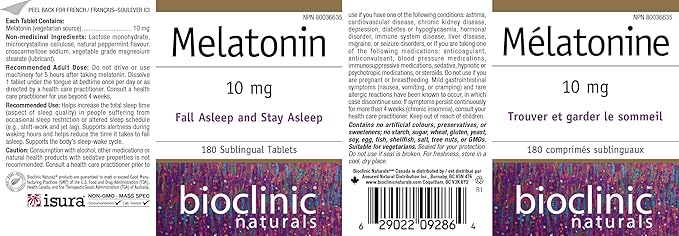 Bioclinic Naturals - Melatonin 10 mg 180 Tablets