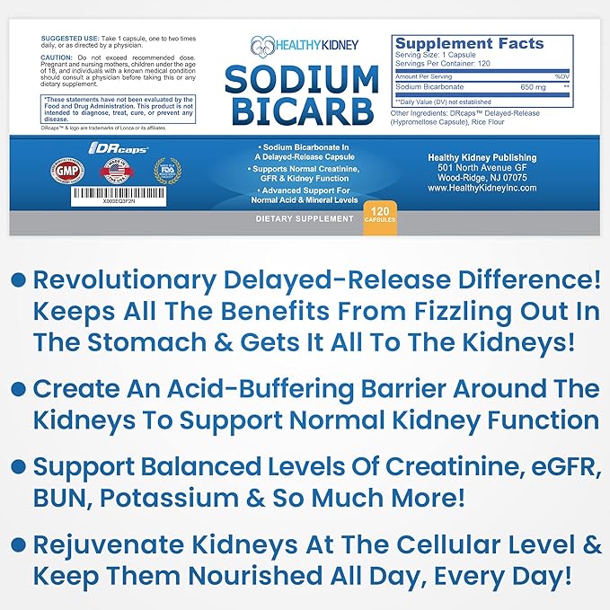 Kidney Shield Omega-3 Fish Oil &amp Sodium Bicarb 2 Pack Bundle Support Normal Kidney Function &amp Acid Levels