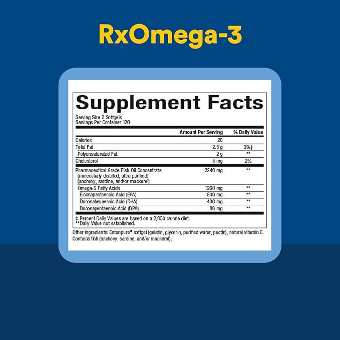 Natural Factors RxOmega-3 - Brain &amp Heart Health Support - Eye Health Supplement with EPA &amp DHA - Natural Supplement with Omega-3 Fatty Acids - 120 Softgels (90 Servings)