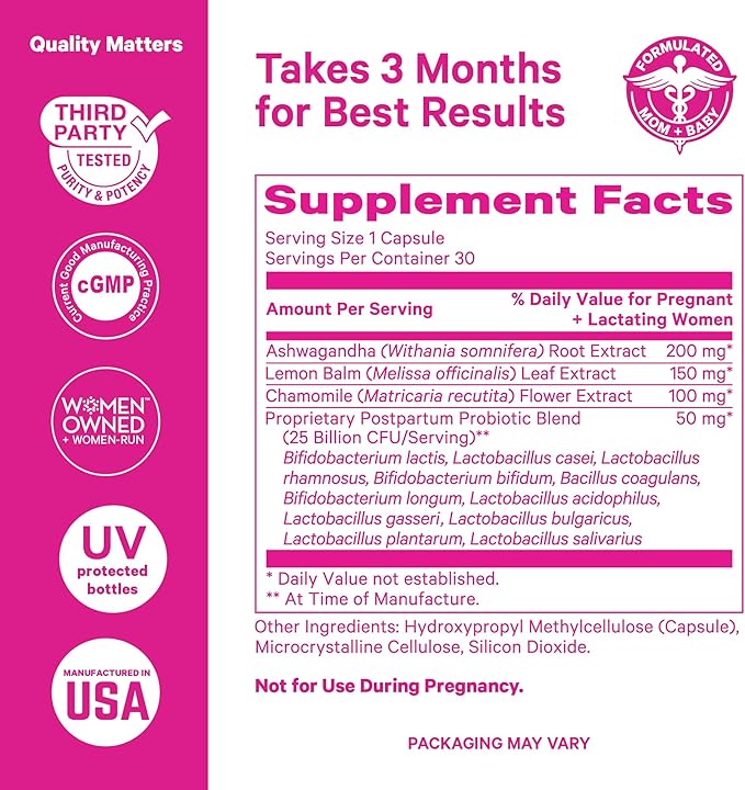 Pink Stork Postnatal Multivitamin + Probiotics with Vegan DHA Ashwagandha Iron Folate B12 - Supports Hormone Balance Postpartum Recovery Gut Health &amp Digestion - Pack of 2
